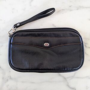 Vintage Dunhill Black Leather Men's Wristlet with Inside Zip Pocket.